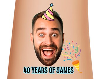 Tatouages faciaux personnalisés, cadeaux d'anniversaire, décorations de chapeaux de fête avec photo
