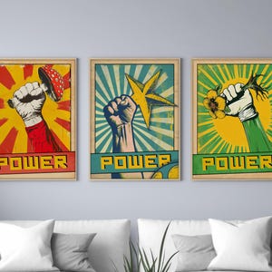 Power-Up Pixel Art Poster Set: Retro Game Room Decor