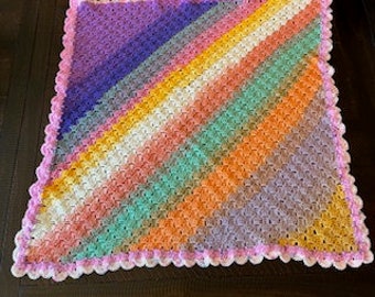 Beautiful, Striped, Corner-to-Corner Blanket