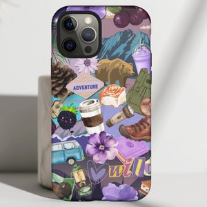 Purple Granola Girl Collage Phone Case, National Parks & Camping Gifts, Yellowstone, Girl Scout Gift, iPhone 16 15 14 13 12, Galaxy Pixel