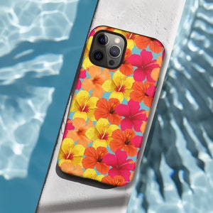 Tropical Hibiscus Beach Phone Case, Girly Phone Case, Ocean Inspired Style, Coconut Girl, Flower Phone Case iPhone 12 13 14 15 16 Pro Max