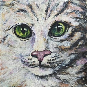 Peinture de chat, cadeau de la Saint-Valentin, peinture originale, peinture acrylique, petite oeuvre d'art murale, peinture de chat sur commande, cadeau pour elle, image de chat, décoration murale