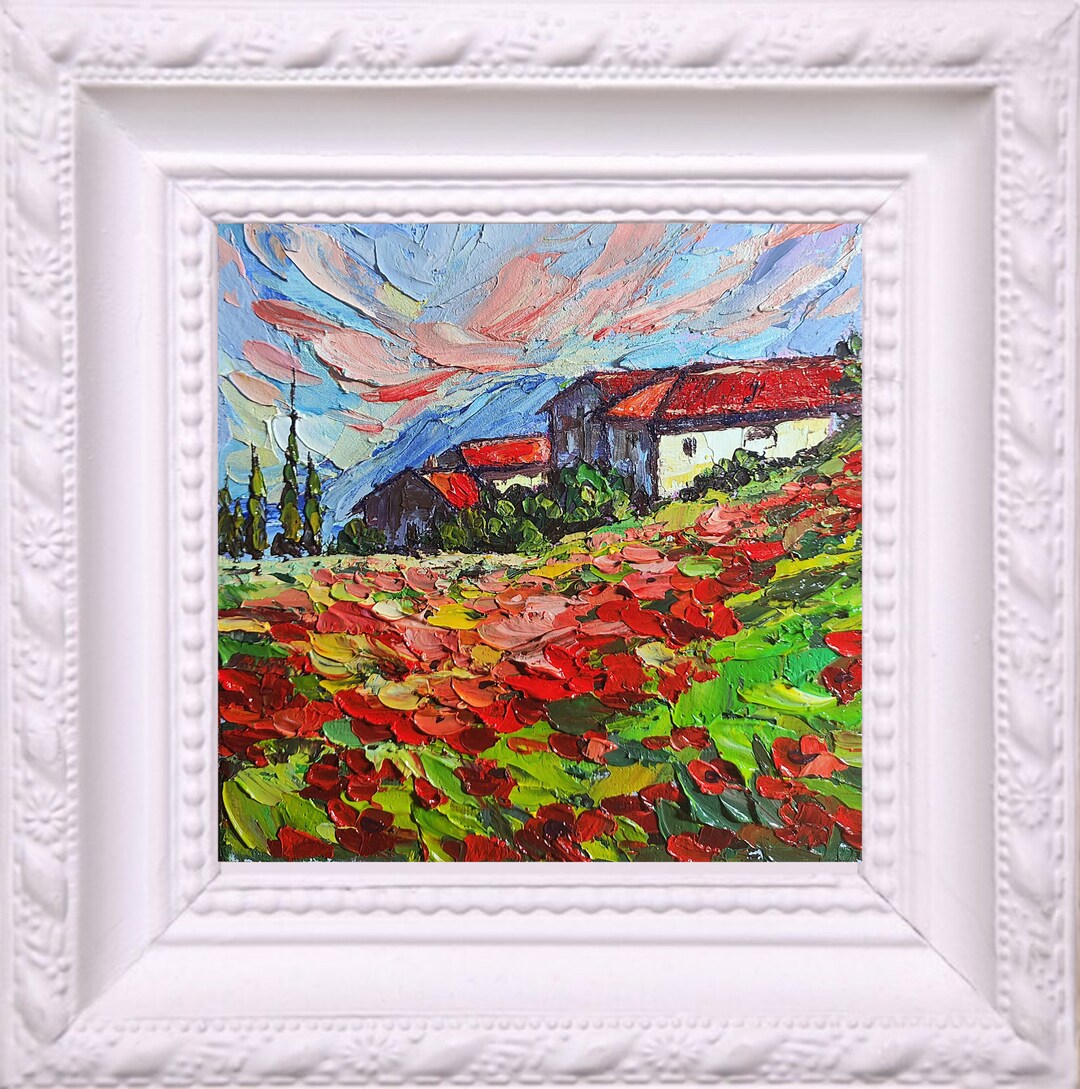 Italian Poppy Field Painting: Original Impasto Oil Landscape Art - Etsy