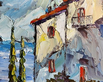 トスカーナの風景油絵：イタリア印象派のテクスチャキャンバス壁アート