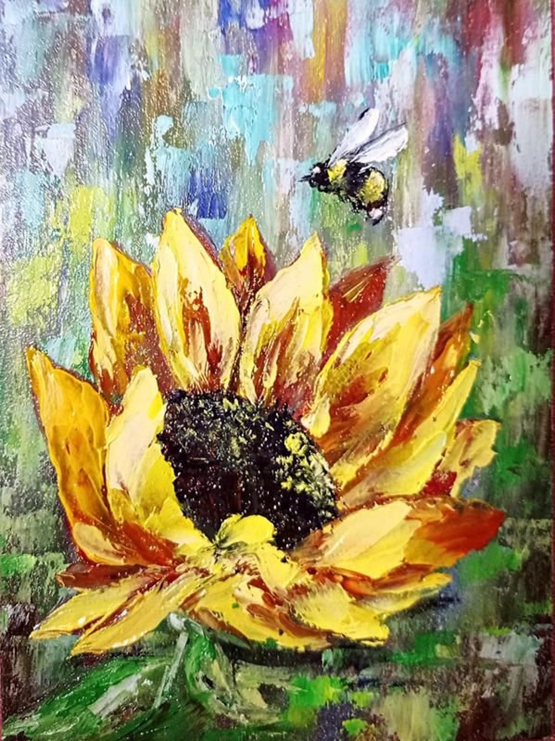 Small Sunflower Oil Painting: Original Floral Wall Art - Etsy