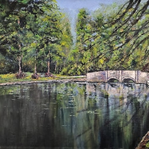 England Great Britain Oil painting English landscape British landscape Stone bridge Original painting Wall painting Modern art House Gift