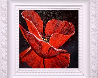 キャンバス油絵　専用　赤いお花とみつばち キャンバス油絵 専用 赤いお花とみつばち キャンバス油絵 専用 赤い