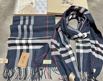 Bufanda de invierno de marca clásica vintage de diseñador Burberry a cuadros, bufandas unisex, regalo perfecto para ocasión de cumpleaños, regalo con caja de regalo