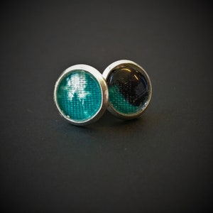 Small Print Stud Earrings | Turquoise, Black & White, Silver | Ankara Afrocentric Earrings | Gift for Her | Bridesmaid Gift | African Print