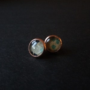 Small Colourful Stud Earrings | Light Blue, Dark Blue & Beige | Ankara, Afrocentric, African Print | Birthday or Bridesmaid Gift for Her