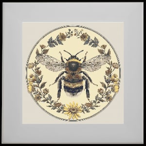 Bumble Bee Floral Bee Cross Stitch Pattern Instant Download Wildlife Boho Floral Cottage Cross Stitch Modern Embroidery Pattern