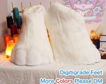 Serie Kemono: Patas Digitigrade, traje de piel, zapatos con patas peludas, pantuflas, botas rectas, ropa de cosplay de lobo, pies suaves y esponjosos, regalos.