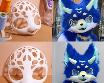 Feline Canine Furry Head Base Furry Fursuit (Kemono Series K9) 3D Print Cosplay Petplay Headgear Cute Pet Accessory Kopfbasis Kostum Manokit