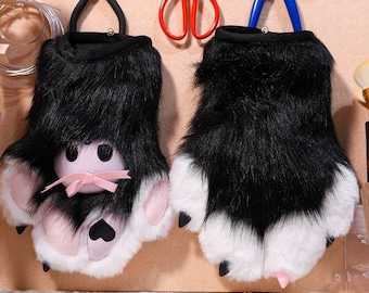 Fursuit Bear Paws, Furry Gloves Custom Color, Pre Made Pair, Cat Cosplay Glove, Puppy Glover Wolf Paws, Tiger Paws, Fox Paws Custom, Gifts