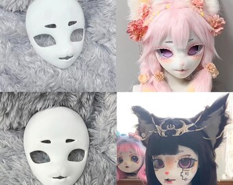 IMIKEYA Fox Mask: 1PCS PU White Wolf DIY Paintable Halloween Cosplay Party Mask