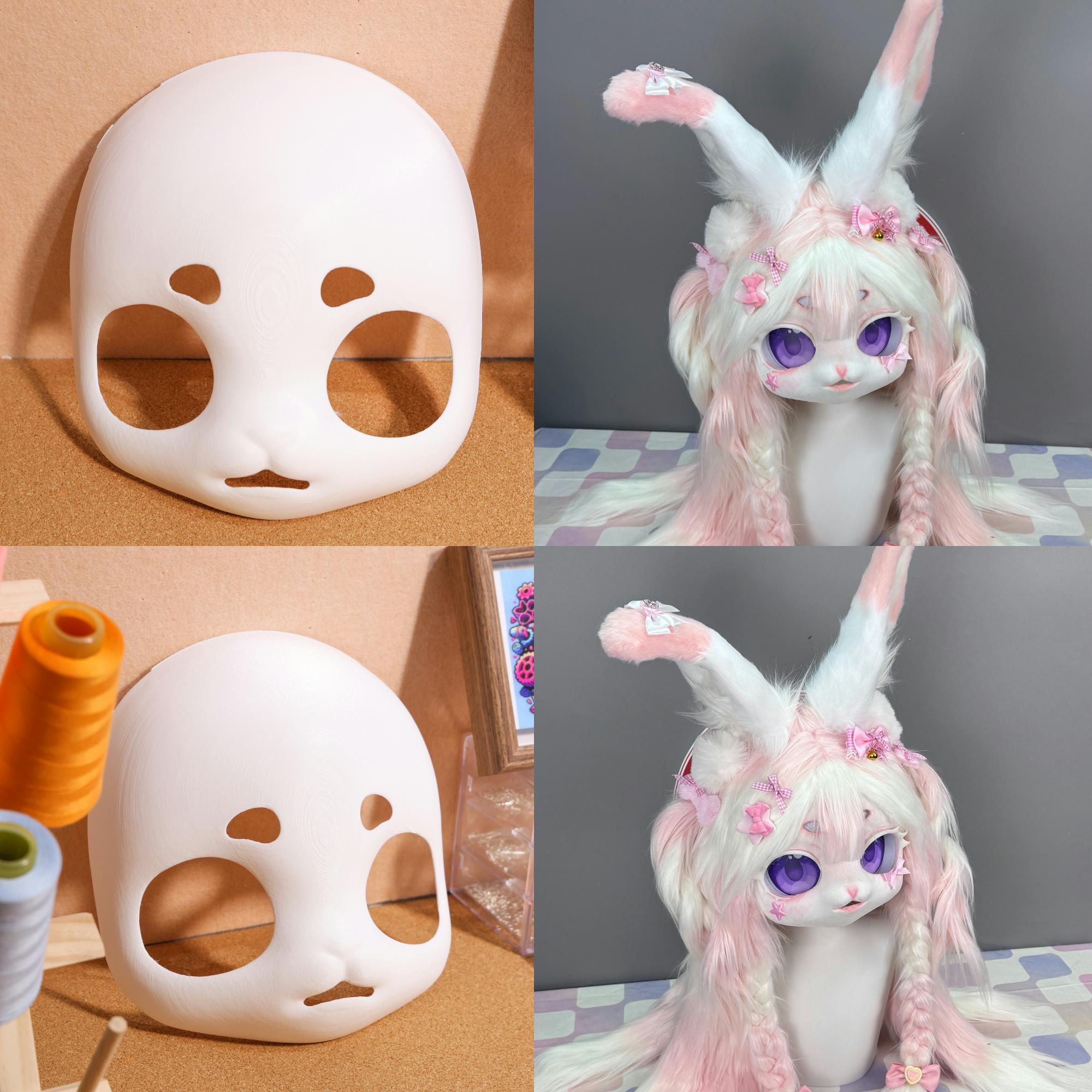 Square Face Rabbit Head Base Furry Fursuit, Bonus Mini Base, PLA