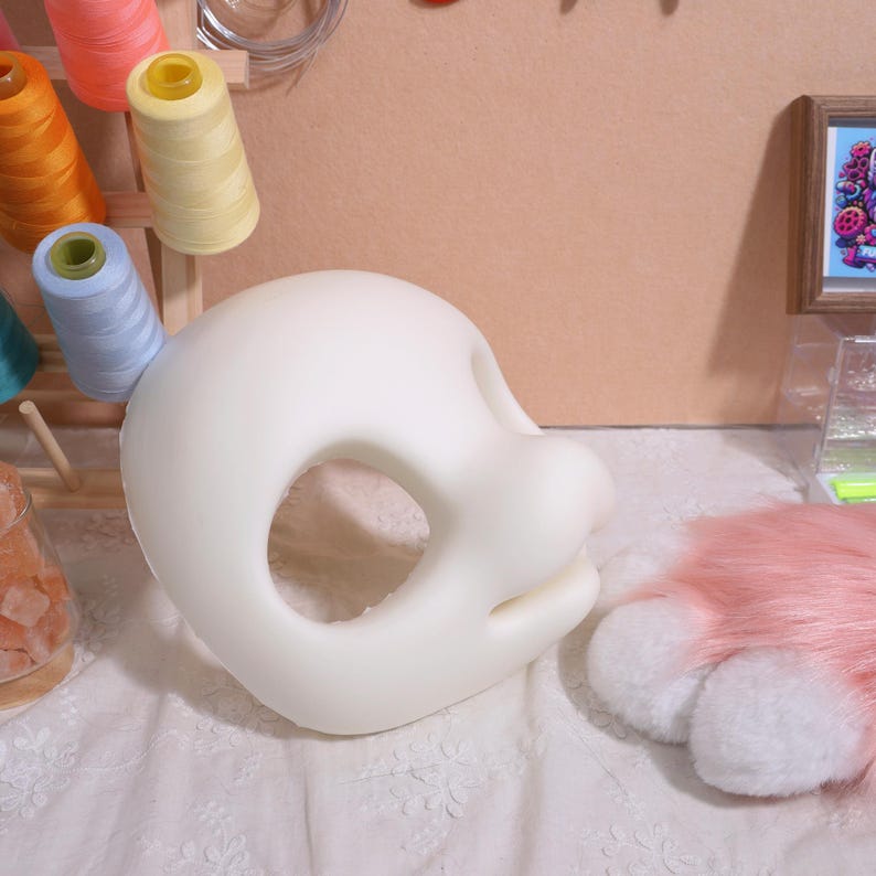 Adorable puppy head base, fursuit maker supplies, custom foam head base, cosplay head base for costumes, lightweight and durable foam, breathable fursuit head base, flexible foam head base, foam puppy head, furry head base, ideal for DIY projects and