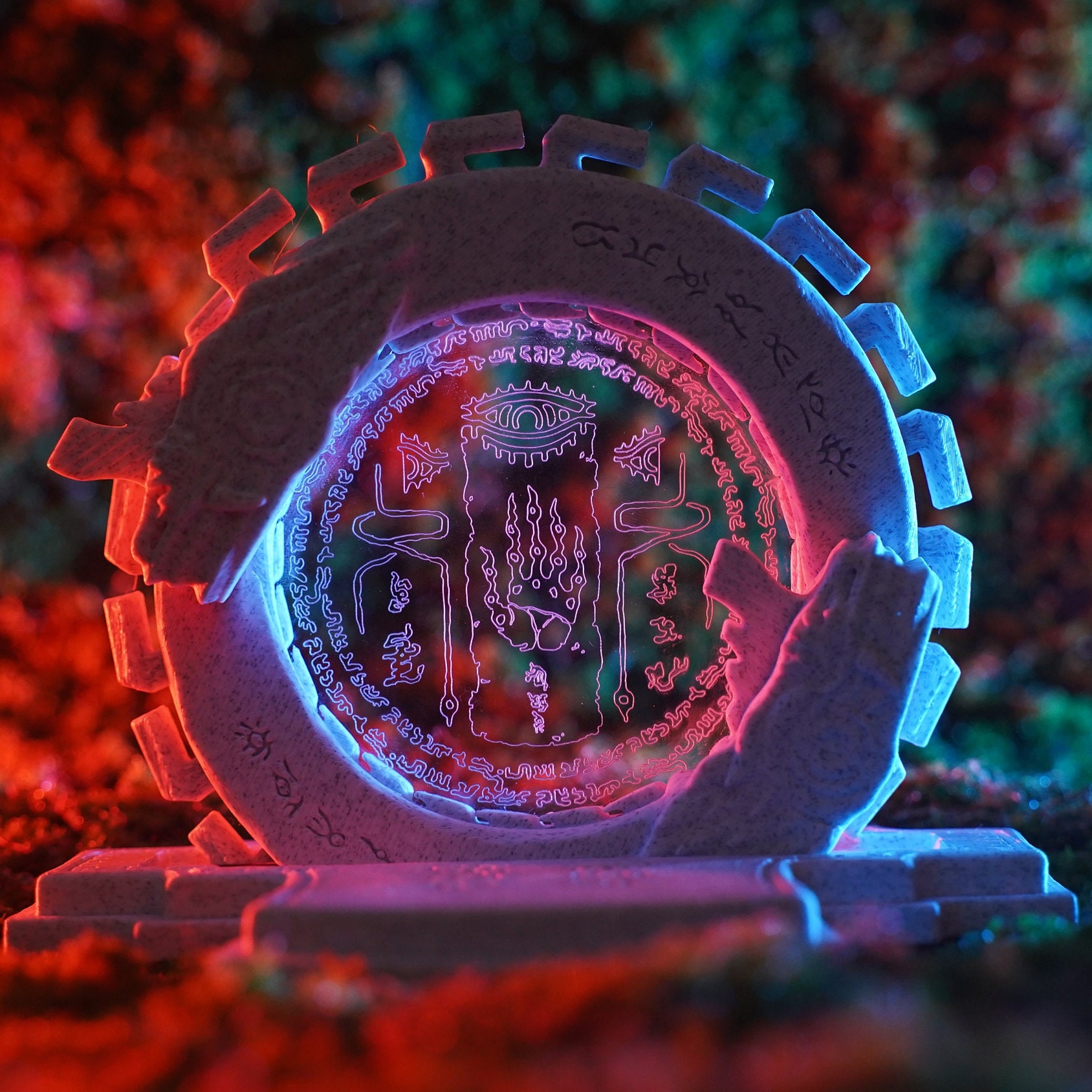 3D Printed Ancient Serpent Portal Lamp Fantasy Statue Type C Night