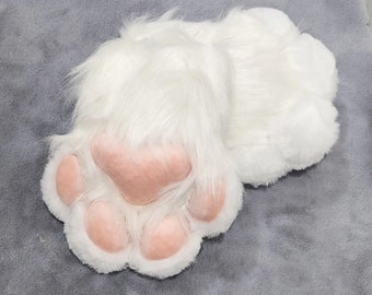 Patas de cachorro blancas, guantes peludos, juego de mascotas, peludo, patas de gato, guantes de cosplay, patas de zorro, patas de cachorro, patas de lobo, patas de tigre, patas personalizadas, traje de piel