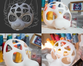 Hond Wolf Canine Furry Fursuit Hoofdbasis (Toony-serie) 3D-geprinte PLA Skull Custom Cosplay Hoofddeksel Fursona Cadeau, vijf maten beschikbaar