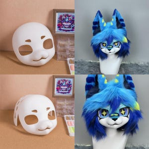 Kig Fursuit Head Base Skull Canine Furry 3D Printed PLA Eyeblanks Dog Wolf Custom Cosplay Headgear Fursona DIY Gift, Nose Option Available