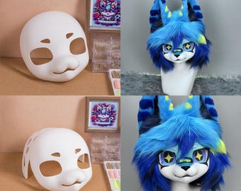 Kig Fursuit Head Base Skull Canine Furry 3D Printed PLA Eyeblanks Dog Wolf Custom Cosplay Headgear Fursona DIY Gift, Nose Option Available