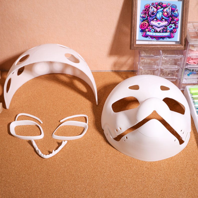 Furry Fursuit Moving Jaw Head Base (Kig Series) Movable Jaw Kig 3D Print Cosplay Headgear, Cute Pet Head Case, Accessory Kopfbasis Kostum Full Base+ All Parts