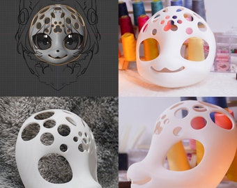 New Feline Canine Cute Smiling Face Head Base Furry Fursuit (Kemono Series) 3D Print Cosplay Petplay Headgear Pet Accessory Kopfbasis Gift