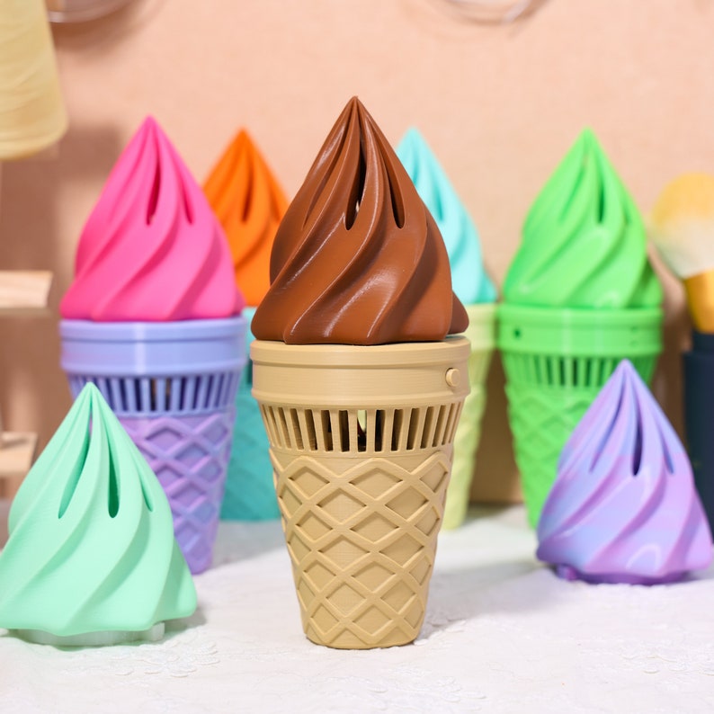 Fursuit Ice Cream Fan 2.0, with 3D printed design, extended battery life, and customizable color options. This electric fan offers strong wind power and stepless speed control, perfect for cosplay fans, fursuiters, and event-goers needing cooling.