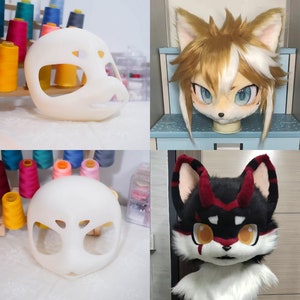 Kleine Fierce Head Base Furry Face Fursuit PLA 3D Print (Kemono Series) Cosplay Petplay Süßes Haustier, Fur Face, Feline und Canine Kompatibel