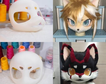 Little Fierce Head Base Furry Face Fursuit PLA 3D Print (Kemono Series) Cosplay Petplay Cute Pet, Fur Face, Feline and Canine Compatible