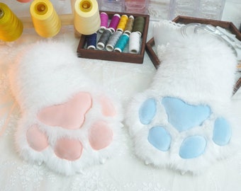 Niedliche weiche Katze Fursuit Welpen Pfoten Paar, pelzige Handschuhe, Vorgefertigte Haustier spielen, Cosplay Handschuh, Welpe Glover, Wolf Tiger Paws, Fox Paws Kundenspezifische Geschenke