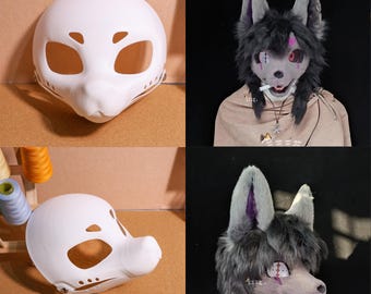 毛皮のような着ぐるみのヘッドベース Kemono V2 可動顎 3D プリント