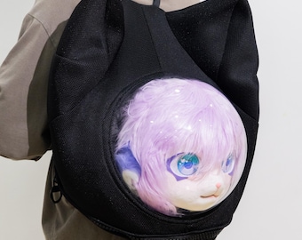Furry Fursuit Head Display Backpack Acrylic Dome Window Cosplay Travel Bag Plush Storage Mascot Costume Carry Case Fursona Gift Furries Idea
