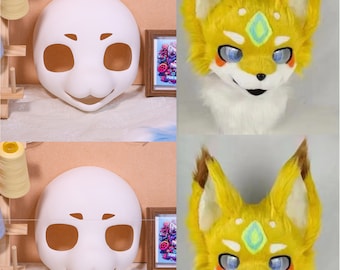 Joyful Furry Fursuit Head Base Animal Feline Canine 3D Print Cosplay Petplay Headgear Cute Pet Accessory Kopfbasis Kostum Fursona DIY Gift