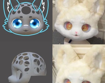 Mi Kitty Head Base Furry Fursuit Skull (Kemono Series) Resin 3D Print for Cosplay Petplay Headgear, Cute Pet, Kopfbasis Kostum Manokit Gift