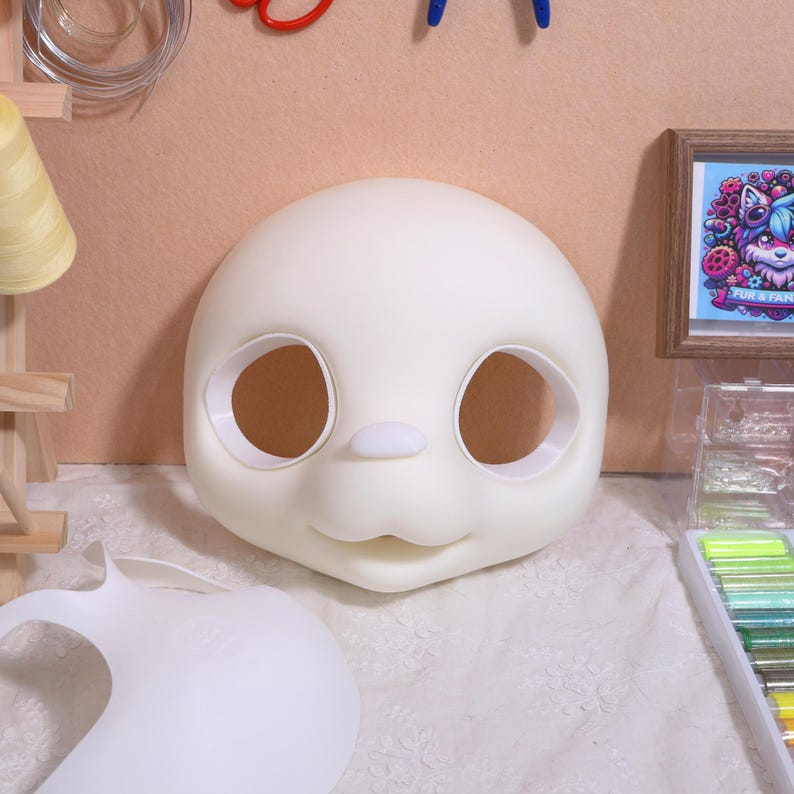 Lightweight foam base for fursuit head, custom puppy head base, breathable foam head for cosplay, foam head base for furries, cosplay head base supplies, custom fursuit accessories, foam base for fursuit enthusiasts, comfortable head base for