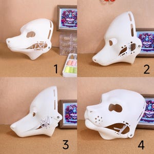 Realistic Fursuit Head Base with Movable Jaw Teeth 3D Printed PLA Dog Wolf Custom Furry Cosplay Headgear Four Style Fursona DIY Gift