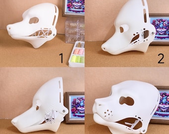 Realistic Fursuit Head Base with Movable Jaw Teeth 3D Printed PLA Dog Wolf Custom Furry Cosplay Headgear Four Style Fursona DIY Gift