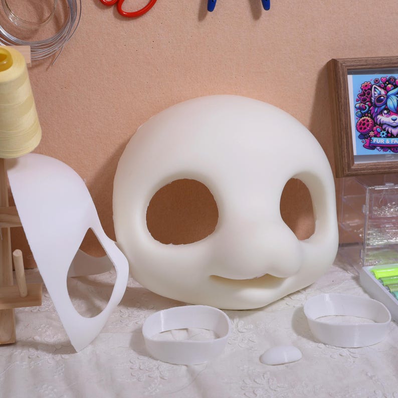 Foam puppy head for custom costumes, lightweight head base for DIY projects, fursuit head base with breathable structure, foam head base for cosplay, custom furry headwear, foam base for cosplay enthusiasts, fursuit head base for unique characters