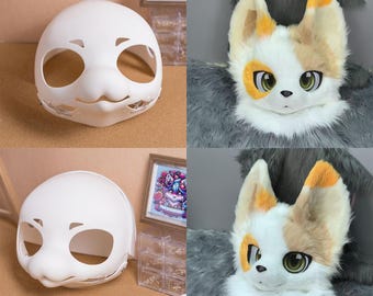 毛皮のような着ぐるみのヘッドベース Kemono V2 可動顎 3D プリント