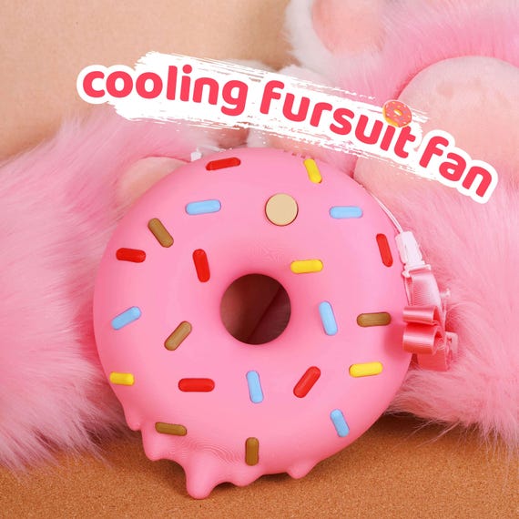 Strawberry Donut Fursuit Fan 3D Printed PLA Handheld Neck Cooling Cosplay Costume Accessory Gift