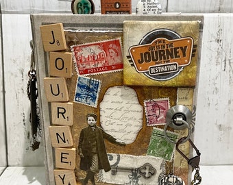 JOURNEY Vacation Adventure Junk Journal Planner Organizer Smash Book Scrapbook Mini Album  2 Ring Binder