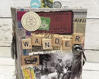 WANDER Vacation Adventure Junk Journal Planner Organizer Smash Book Scrapbook Mini Album  2 Ring Binder