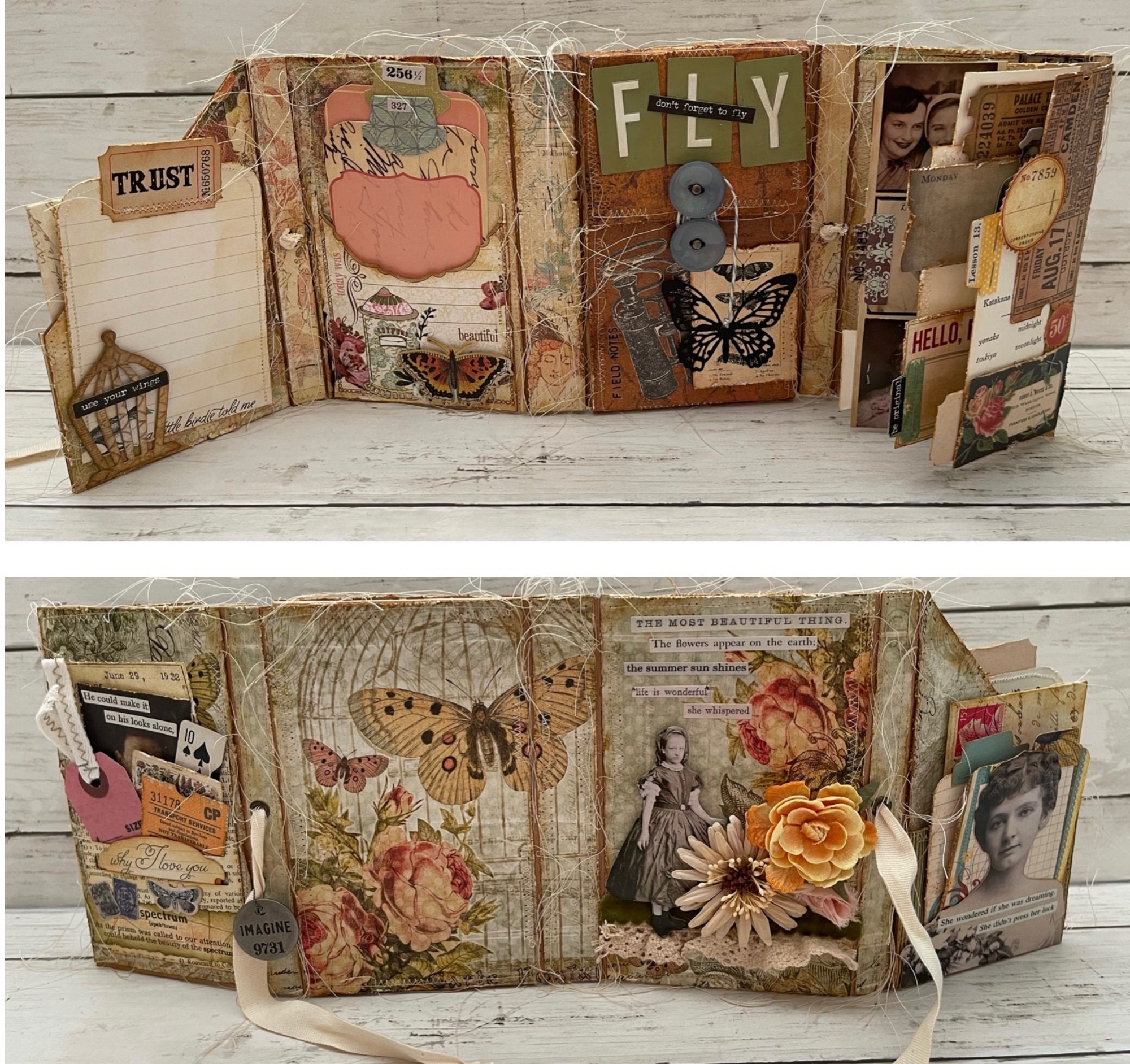 Pokioo1周年フォトブック BOTANICAL Mini Portfolio Lap Book Album Scrapbook Vintage