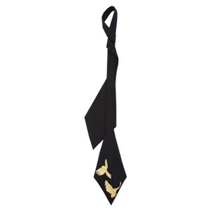 Embroidered Necktie. Gift for Her. Necktie. Gold Women Necktie. Bird Embroidered. Iris Apfel. Women Necktie. Gold Foil. Modern Jabot image 2