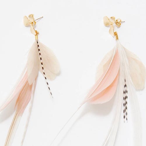 Feather Earrings. White Feather Earrings. Gold Dangle - Etsy