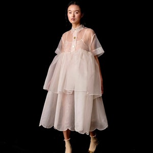 Wedding Dresses. Garden Wedding Dress. SHeer Fairy Dress. Modern Gown. Short Sleeves. Evening Dress. Ivory Organza. Bridal Wedding Gown