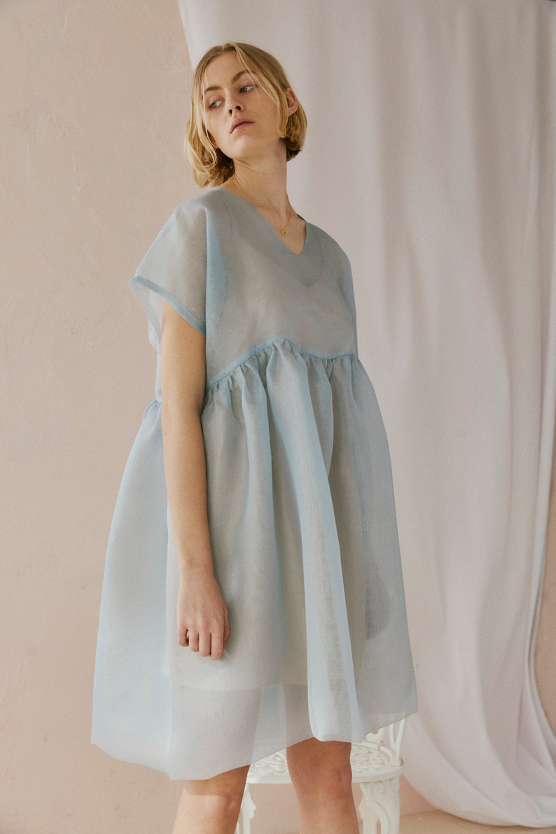 Sheer Dress. Fairy Dress. Bridesmaid Dress. Dress with sleeves. Evening Dress Blue