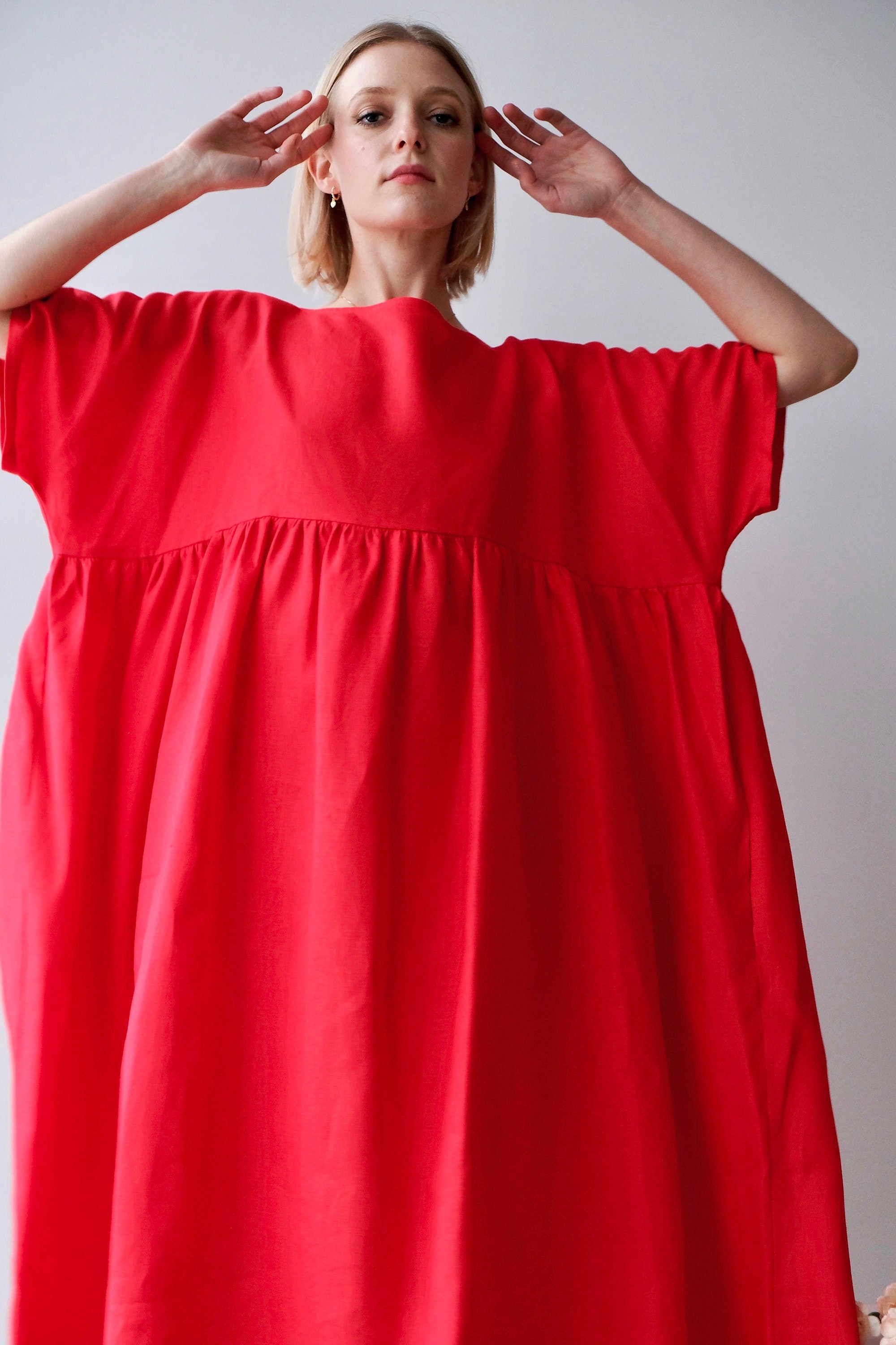 Linen Dress. Red Dress. Eco Friendly 